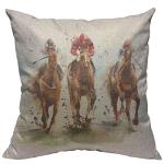 Horse Racing Art Pillow Cover 18x18 Inch