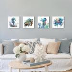 Ocean Animal Canvas Wall Art Set - 4 Pieces