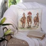 Horse Racing Art Pillow Cover 18x18 Inch