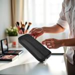 Black Mesh Makeup Brush Organizer and Travel Case
