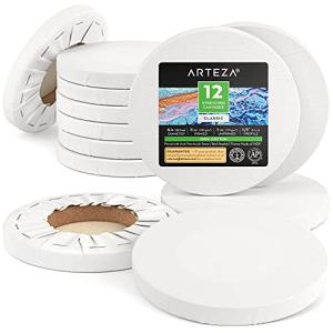 ARTEZA 6-Inch Round Canvas Boards, Pack of 12