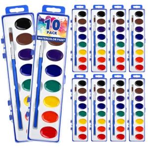 10-Pack Kids Washable Watercolor Paint Set