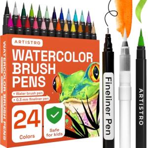 ARTISTRO 24 Watercolor Markers with Brush Pens