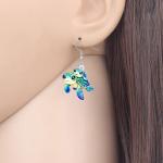 Blue Sea Turtle Dangle Earrings - Ocean Animal Jewelry
