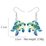 Blue Sea Turtle Dangle Earrings - Ocean Animal Jewelry