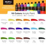 Nicpro 18 Color Acrylic Paint Set for Artists