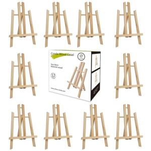 12-Pack Mini Wooden Tabletop Easel Set