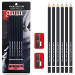 MARTCOLOR 6 Eraser Pencils and 2 Sharpeners Set