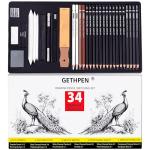 GETHPEN 34-Piece Sketch Pencil Set for Artists