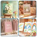 9 Inch Wood Easels - 6 Pack for Painting