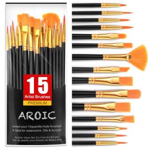 AROIC 15-Piece Acrylic Paint Brush Set