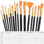 AROIC 15-Piece Acrylic Paint Brush Set