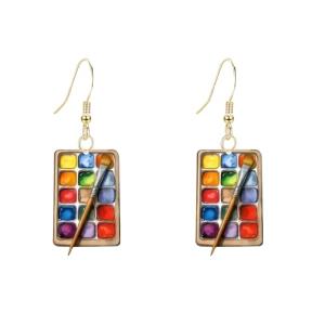 Colorful Acrylic Watercolor Paintbrush Dangle Earrings