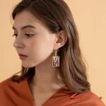 Colorful Acrylic Watercolor Paintbrush Dangle Earrings