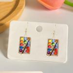 Colorful Acrylic Watercolor Paintbrush Dangle Earrings