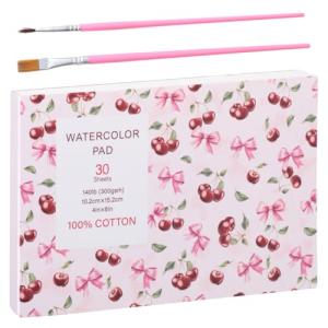 30 Sheets Cold Press Watercolor Paper Pad with Brushes