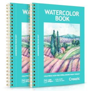 Creazic 2-Pack Watercolor Paper Pads, 5.5"x8.5