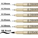 Muchcute Micro Fineliner Pens: 6 Black Waterproof Markers