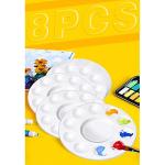 White Plastic Paint Palettes for Kids - 8 Pack