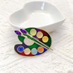 Colorful Artist Paint Brush Brooch Pin for Women