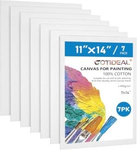 GOTIDEAL 11x14 Inch Primed Cotton Canvas Panels