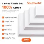 Shuttle Art 36-Pack Primed Cotton Canvas Boards