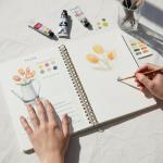 Watercolor Workbook for Beginners with Floral Designs