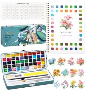Watercolor Workbook with 50 Colors and Brush