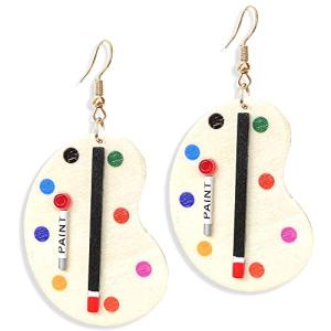Bohemian Wooden Paint Palette Drop Earrings