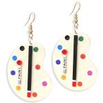 Bohemian Wooden Paint Palette Drop Earrings