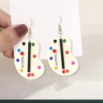 Bohemian Wooden Paint Palette Drop Earrings