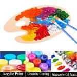 Wooden Oval Painting Palette Set with Thumb Hole
