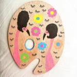 Wooden Oval Painting Palette Set with Thumb Hole
