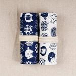 Cat Pattern Canvas Roll-Up Pencil Case