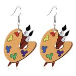 Wooden Color Palette Drop Earrings for Artists