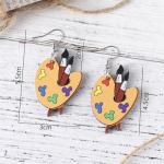 Wooden Color Palette Drop Earrings for Artists