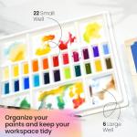 Ceramic Watercolor Palette with Wooden Lid and Wells