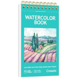 Creazic Portable Watercolor Sketchbook, 3.5” x 5.5”