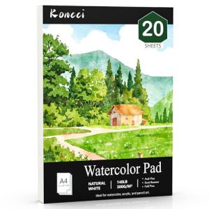 Koncci A4 Watercolor Paper Pad, 20 Sheets