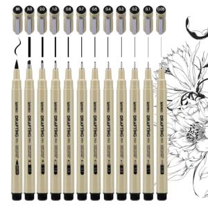 12-Piece Fineliner and Brush Pen Set