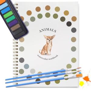 Beginner Watercolor Painting Kit with Brushes & Guide