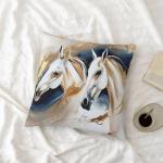 Blue and Gold Horse Abstract Pillow Covers 18x18