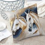 Blue and Gold Horse Abstract Pillow Covers 18x18
