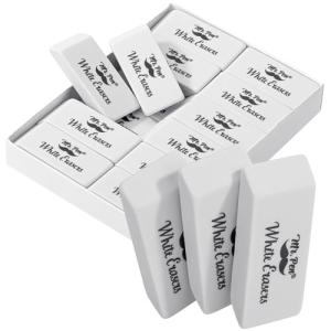 Mr. Pen White Pencil Erasers, 12 Pack