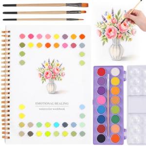 Beginner Watercolor Kit with 16 Colors & Brushes