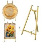 Large Gold Metal Tabletop Easel for Art Display