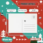 60 Blank Watercolor Postcards - 140lb Cotton Paper