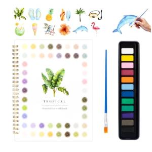 Kivzex Beginner Watercolor Workbook and Painting Kit