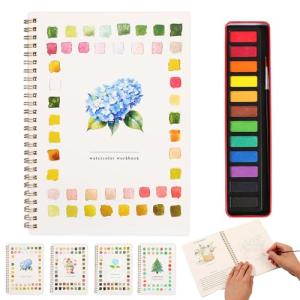 Watercolor Workbook with 12 Paints and Brush