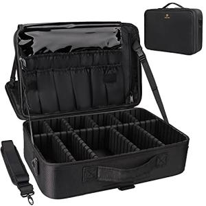 Large Makeup Case with Adjustable Strap and Waterproof Design